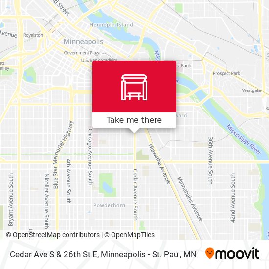 Cedar Ave S & 26th St E map