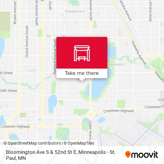 Bloomington Ave S & 52nd St E map