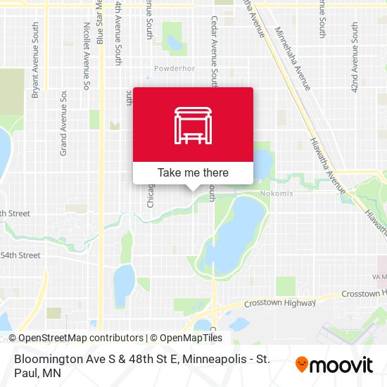 Bloomington Ave S & 48th St E map