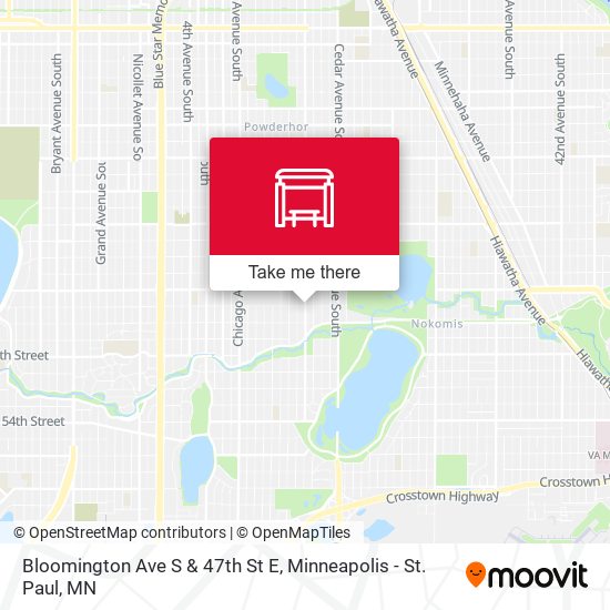 Bloomington Ave S & 47th St E map