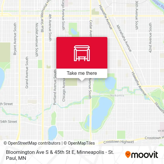 Bloomington Ave S & 45th St E map
