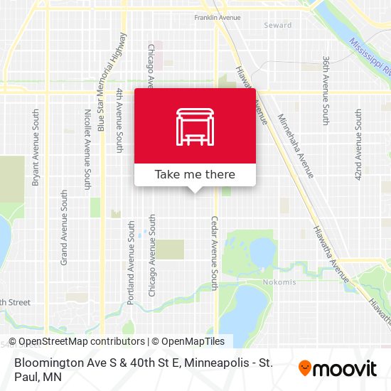 Bloomington Ave S & 40th St E map
