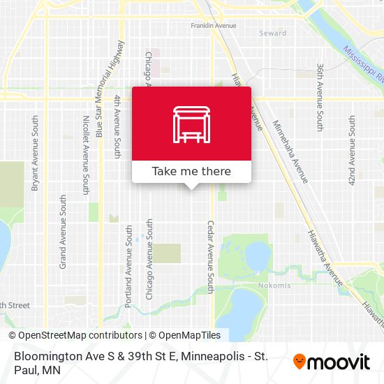 Bloomington Ave S & 39th St E map