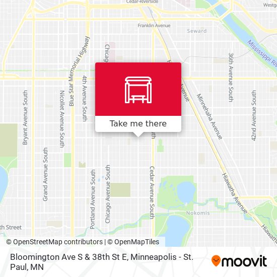 Bloomington Ave S & 38th St E map