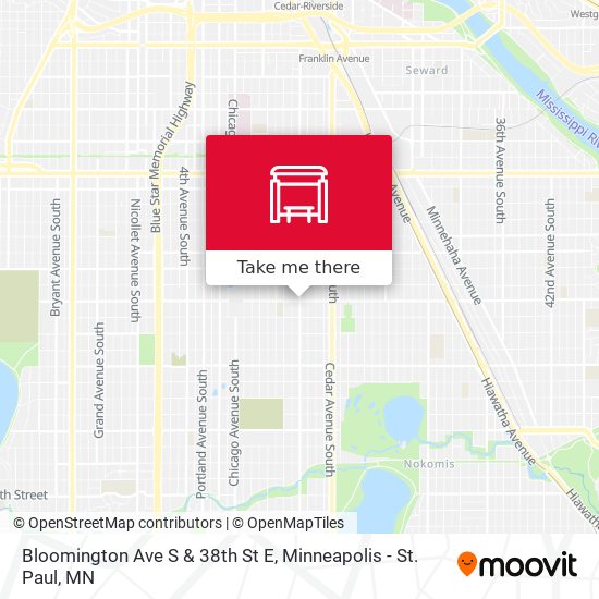 Bloomington Ave S & 38th St E map