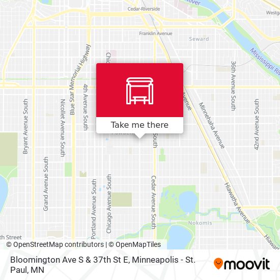 Bloomington Ave S & 37th St E map