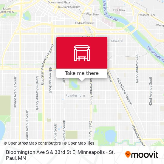 Bloomington Ave S & 33rd St E map