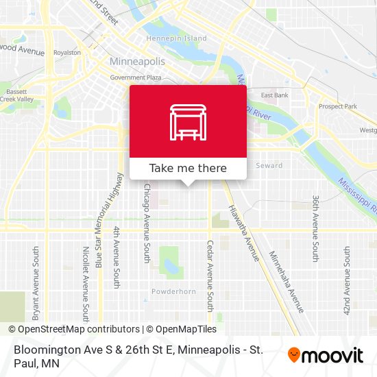 Bloomington Ave S & 26th St E map
