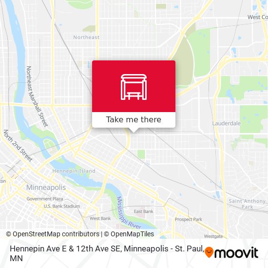 Mapa de Hennepin Ave E & 12th Ave SE
