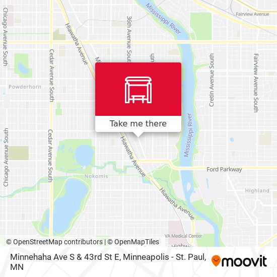 Minnehaha Ave S & 43rd St E map