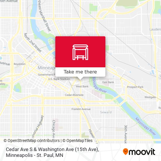 Cedar Ave S & Washington Ave (15th Ave) map