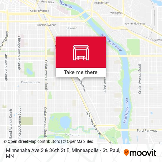 Minnehaha Ave S & 36th St E map