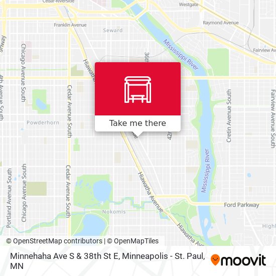 Minnehaha Ave S & 38th St E map