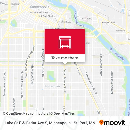Lake St E & Cedar Ave S map