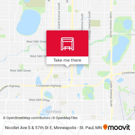 Nicollet Ave S & 57th St E map