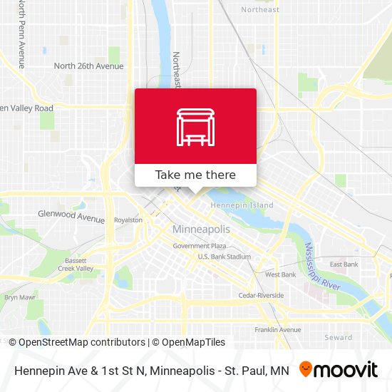 Hennepin Ave & 1st St N map