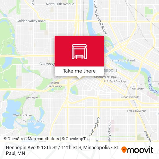 Hennepin Ave & 13th St / 12th St S map