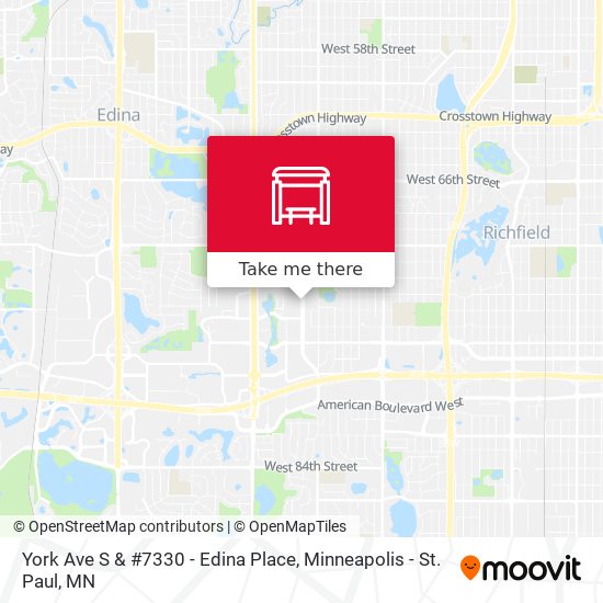 York Ave S & #7330 - Edina Place map