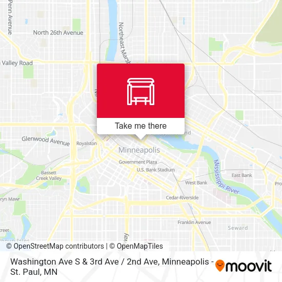 Mapa de Washington Ave S & 3rd Ave / 2nd Ave