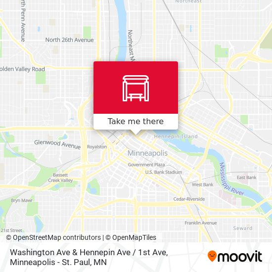 Mapa de Washington Ave & Hennepin Ave / 1st Ave