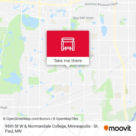 98th St W & Normandale College map