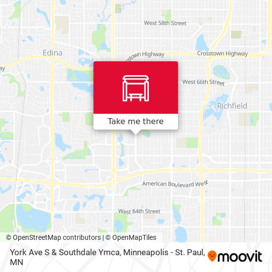 York Ave S & Southdale Ymca map