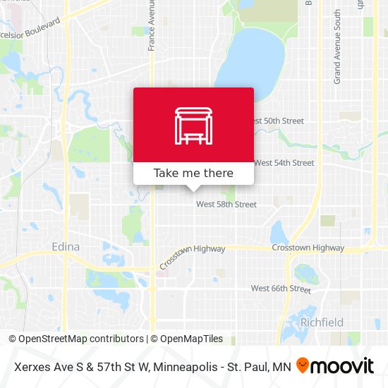 Xerxes Ave S & 57th St W map