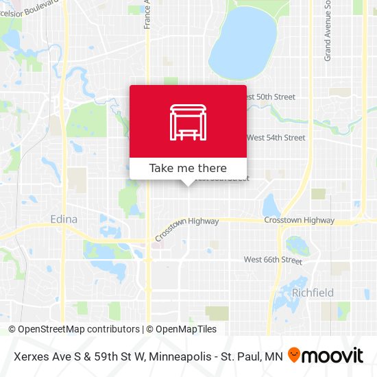 Xerxes Ave S & 59th St W map