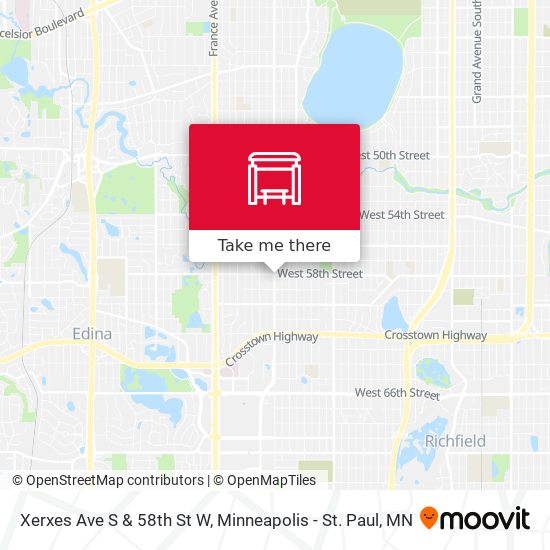 Xerxes Ave S & 58th St W map