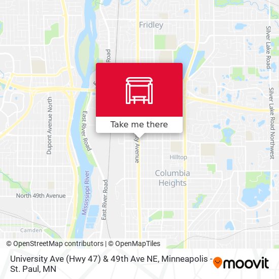 Mapa de University Ave (Hwy 47) & 49th Ave NE