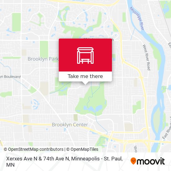 Xerxes Ave N & 74th Ave N map