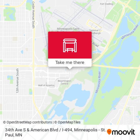 34th Ave S & American Blvd / I-494 map