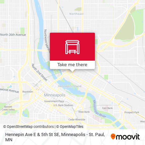 Hennepin Ave E & 5th St SE map