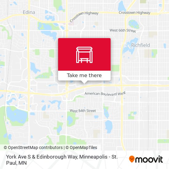 York Ave S & Edinborough Way map