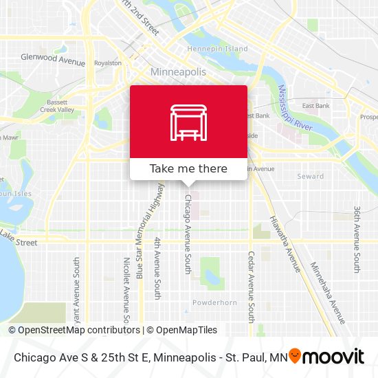 Chicago Ave S & 25th St E map