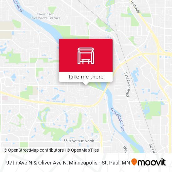 97th Ave N & Oliver Ave N map