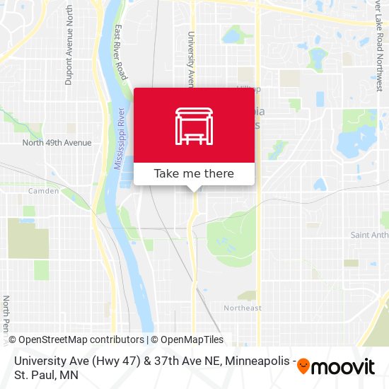 University Ave (Hwy 47) & 37th Ave NE map