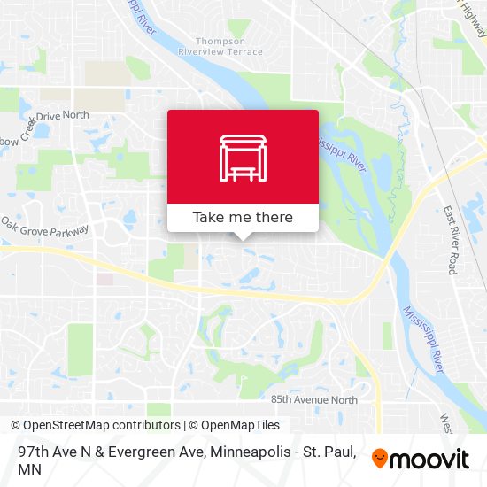 97th Ave N & Evergreen Ave map