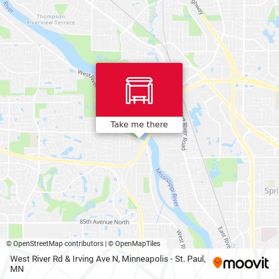West River Rd & Irving Ave N map