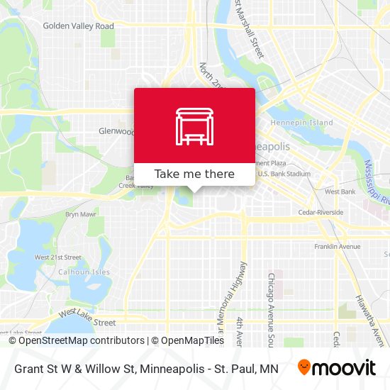 Grant St W & Willow St map