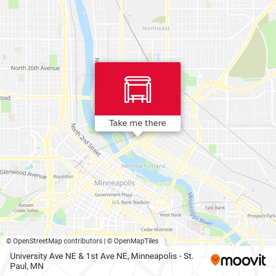 University Ave NE & 1st Ave NE map