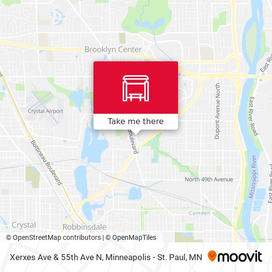 Xerxes Ave & 55th Ave N map