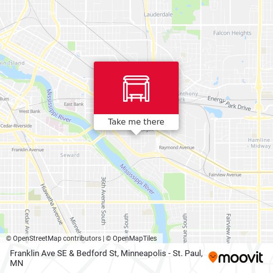 Franklin Ave SE & Bedford St map
