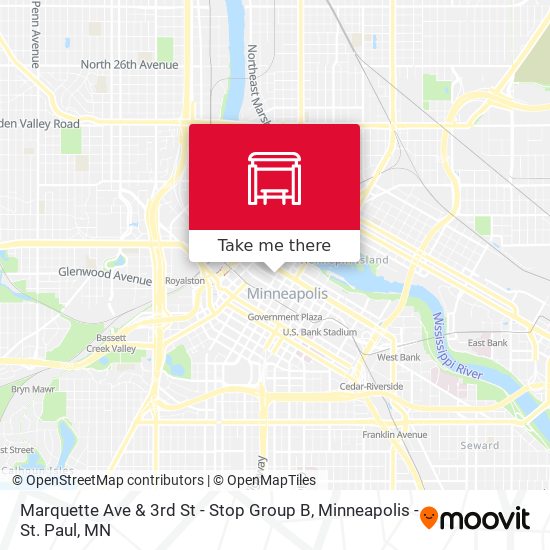Marquette Ave & 3rd St - Stop Group B map