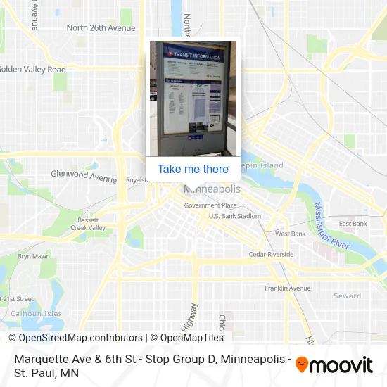 Marquette Ave & 6th St - Stop Group D map