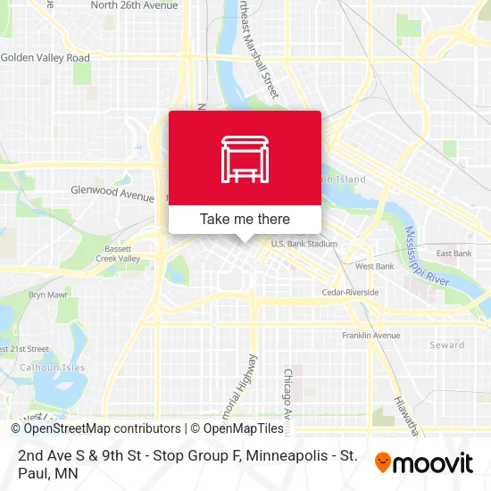 Mapa de 2nd Ave S & 9th St - Stop Group F