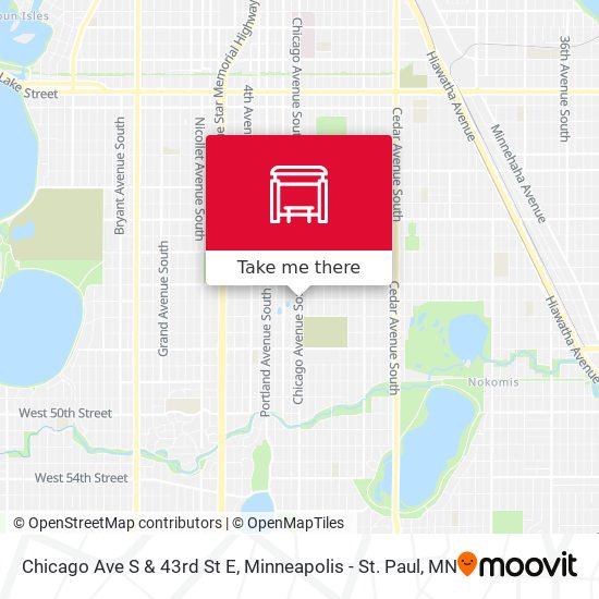 Chicago Ave S & 43rd St E map