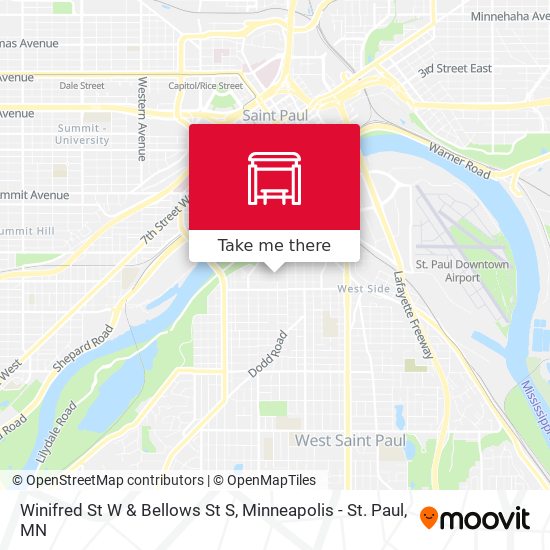 Winifred St W & Bellows St S map