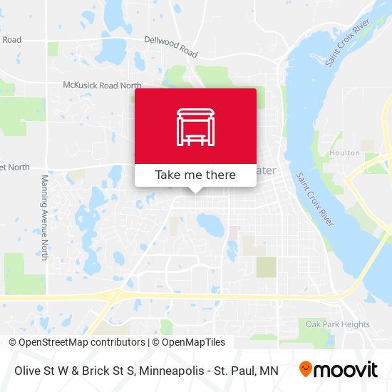 Olive St W & Brick St S map