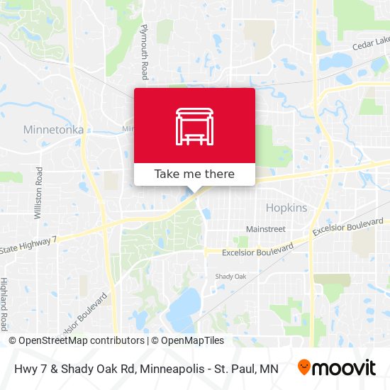 Hwy 7 & Shady Oak Rd map